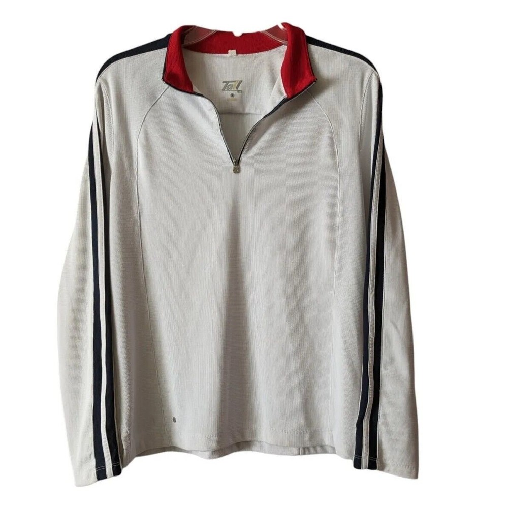 Tail Womens Golf Top Polo Long Sleeve Shirt Size Medium Half Zip Red Navy EUC